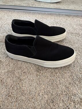 Celine Paris black satin slip-on sneakers 7.5
